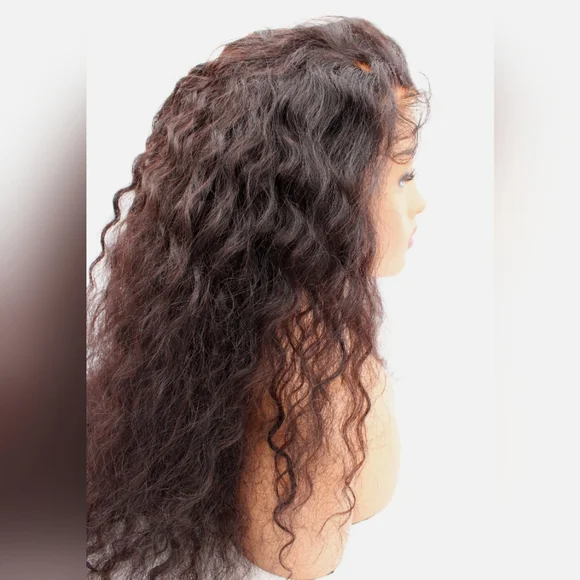 YMYHair Black Luxury Deep Wave Wig (24" / 250 Density / 360 Lace / Virgin Hair) - Picture 2 of 6